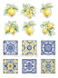 Preview: Cupcake Topper Set "Zitronen & Fliesen" - Materialauswahl